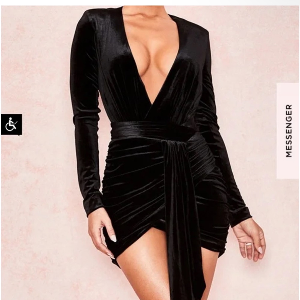 House of CB Farrah Dress in Black velvet